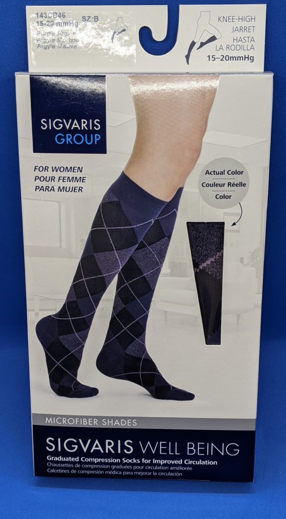 Sigvaris Microfiber Shades Purple Argyle Compression Sock Knee High