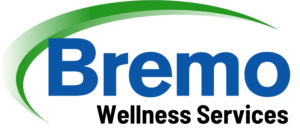 Logo featuring the words 'Bremo Wellness Services' in bold, clean typography, with a stylized emblem incorporated into the design. The emblem consists of interconnected geometric shapes, suggesting unity and holistic health. The color scheme includes shades of blue and green, evoking feelings of trust, balance, and vitality. Overall, the logo conveys professionalism, expertise, and a commitment to promoting wellness.